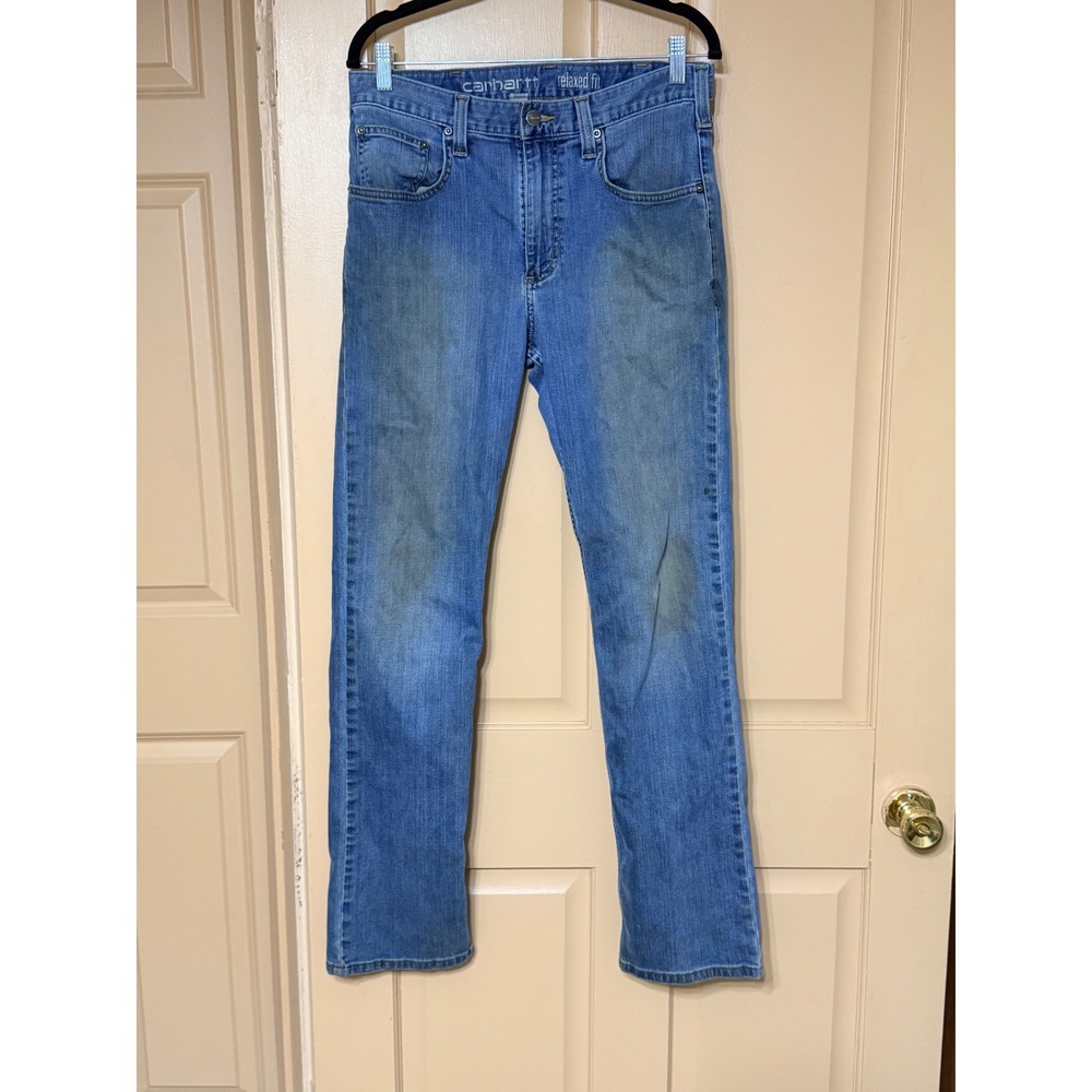 Carhartt Relaxed Fit Straight Leg Jeans Mens 32x32 Light Wash Blue Workwear